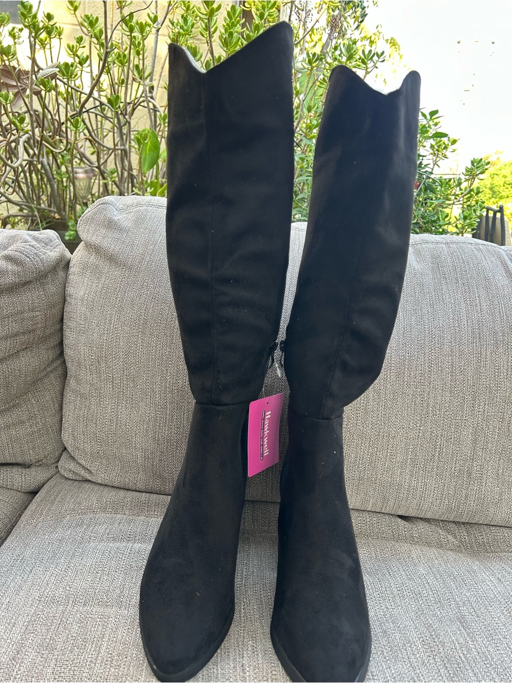 Hawkwell Black Over-the-Knee Pointed Toe Suede Boots